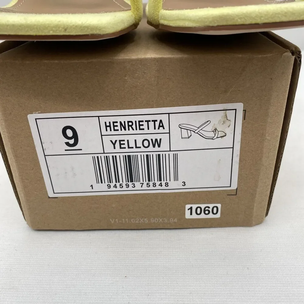 Journee Collection Womens Henrietta Square Toe Slide Sandals Shoes 9 Yellow